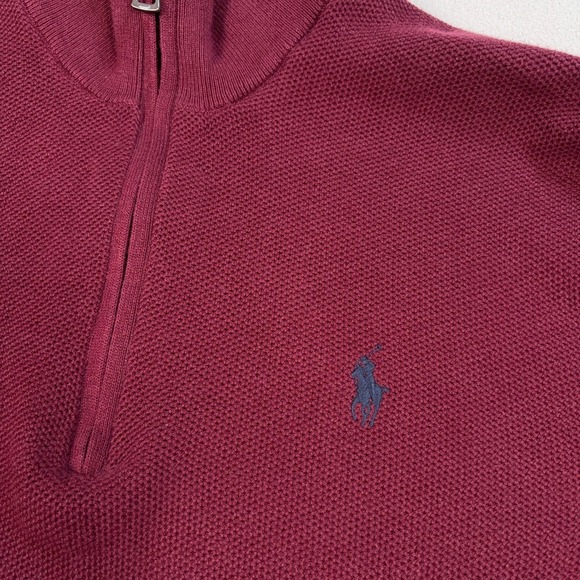 Polo Ralph Lauren 1/4 Zip Men's S Burgundy Pima Cotton Pony Knit Sweater - Picture 6 of 16